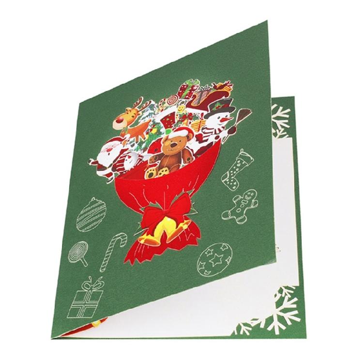 3D Christmas Dolls Bouquet Greeting Card Festival Gifts Postcard Invitation Card with Envelope Holiday Parties Supplies