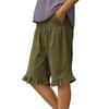 Damen Farbige Hohe Taille Plissierte Baumwolle Leinen Lockere Freizeitshorts