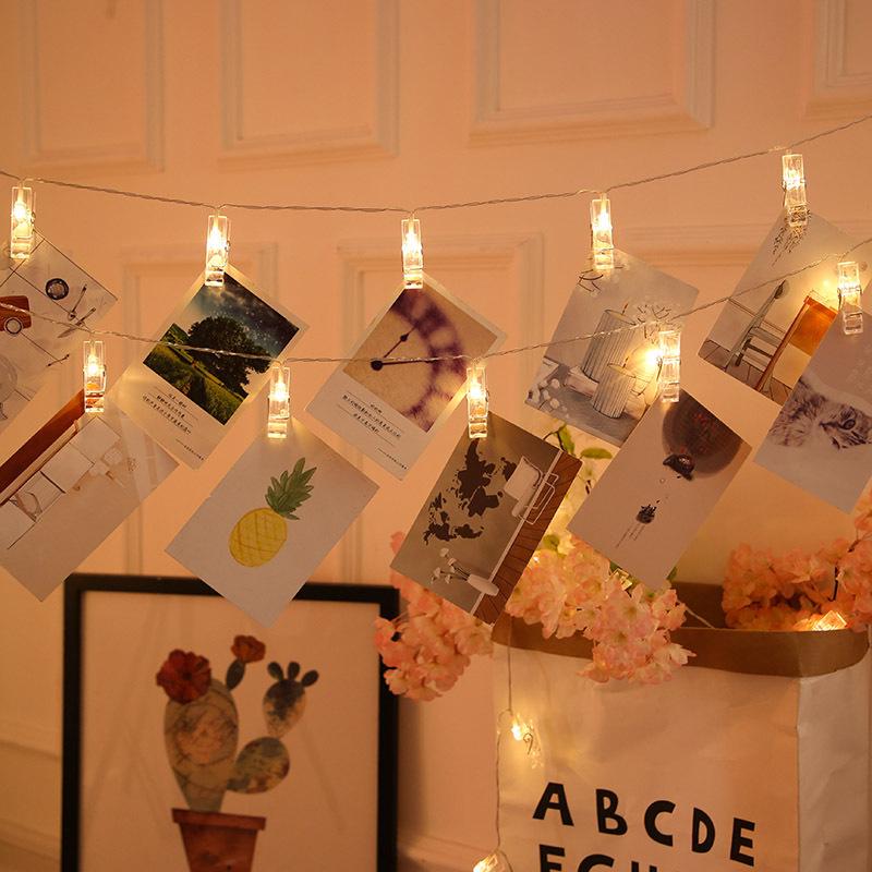 LED Clip String Lights with Remote Control - Decorative Fairy Photo Clips for Party Backgrounds