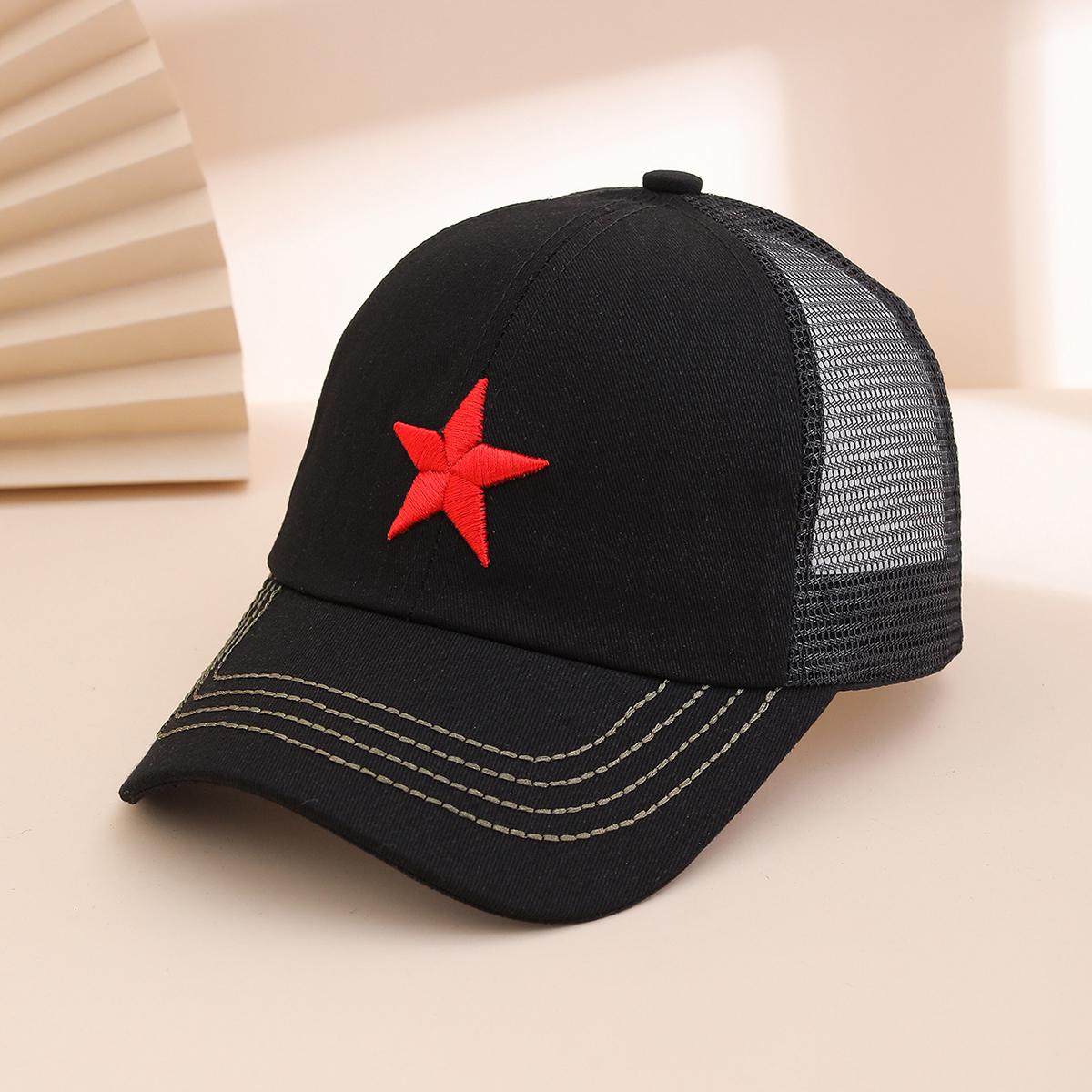 Freedom Outdoors Women's Green Embroidered Five-Pointed Star Military Mesh Baseball Cap, Unique, Casual And Fashionable Camouflage Beanie Hat Cm