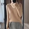 Elastic Women Top Sweater V-Neck Long Sleeve Solid Color Knit Cozy V-neck Tops Regular Fit Jumper Knitwear