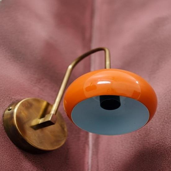 Mid Century Modern Sputnik Wall Sconce MCM Raw Brass Orange Globe Diabolo Light Handmade Italian Style Wall Lamp Gift