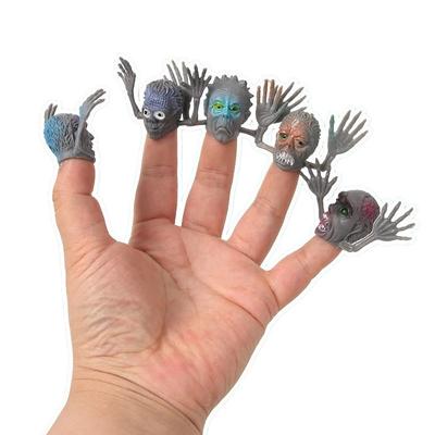 12pc Horror Story Ghost Head Finger Cover Mini Ghost Zombie Telling Story Puppets Hand Toys Halloween Interactive Party Kid Gift