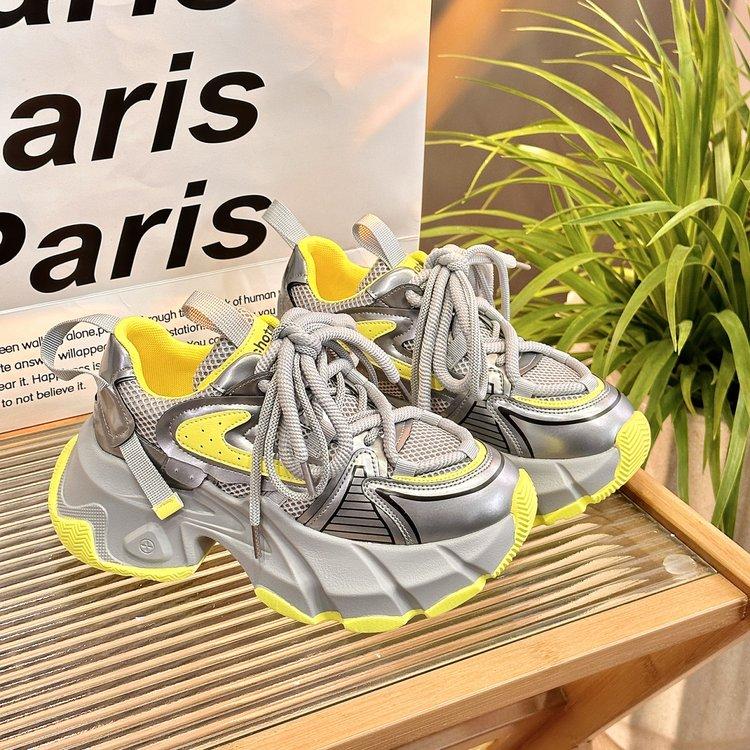 

Женские повседневные кроссовки на высокой платформе 6 см, новинка весны 2024 г., массивные кроссовки со шнуровкой, универсальная корейская дизайнерская уличная обувь для женщин 40 зелёный