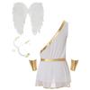 Mens Valentine Cupid Cosplay Costume Heart Shaped One Shoulder Romper Bodysuit Detachable Cuffs Feather Wings Set