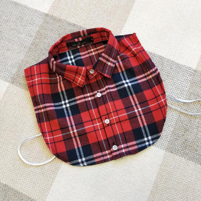 Plaid Women Shirt False Collars White  Removable Lapel Collars For Women Fake Collar Women Detachable Collars Nep Kraagie