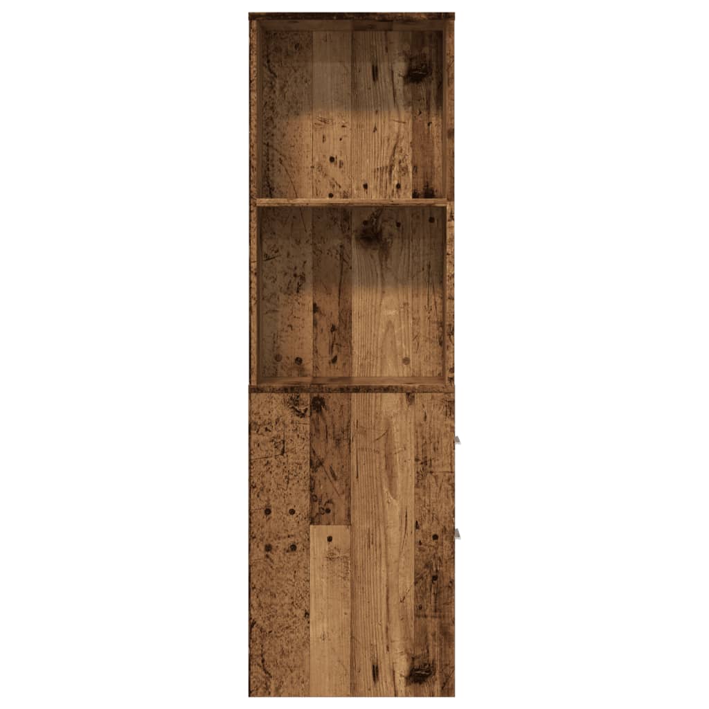 Narrow Bathroom Cabinet with Casters Rustic Wood Look Engineered Wood
