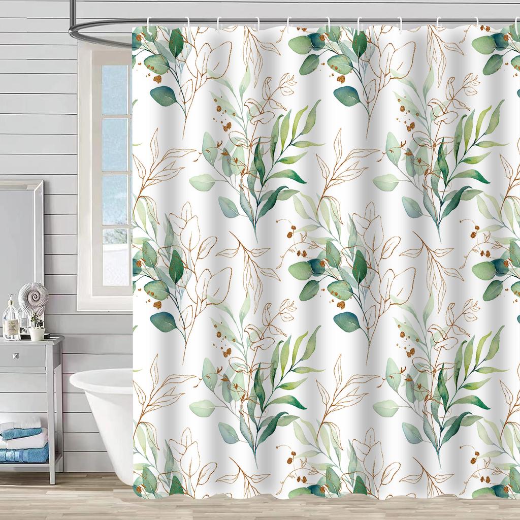 Shower Curtain Waterproof And Mildew-Proof 3D Digital Printing Plant Printing Shower Curtain Child Bathroom Partition Curtain
