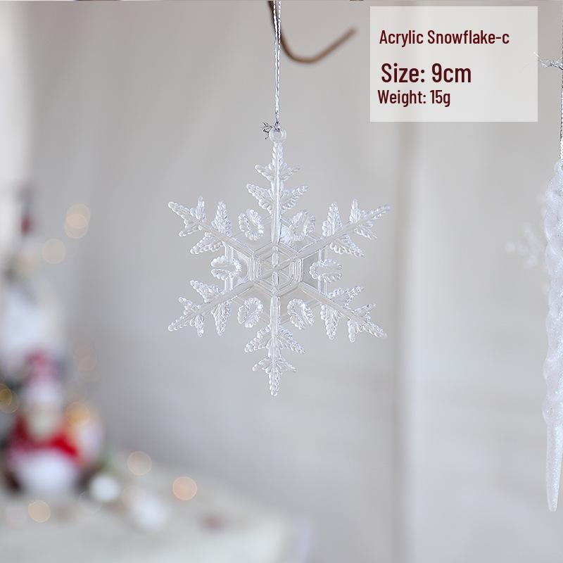 Ornament de Crăciun Fulg de Nea: Gheață Acrilică pentru Decor de Sărbători sau Instalație de Nuntă, Alb Transparent