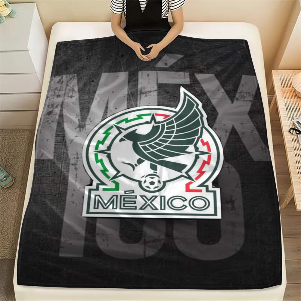 1Pc Mexico National Football Print Flannel Blanket High Quality Warm Comfortable Cover for All Seasons Perfect for Gifts Home Decor