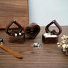 Heart-shaped Solid Wood Ring Box Velvet Soft Inner Bag Jewelry Storage Bag