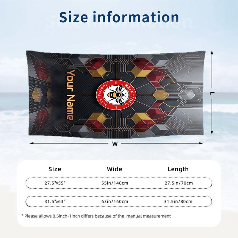 Beach Towel Custom Name Text, Quick Dry Large Towel For Beach HomeBrentford Football