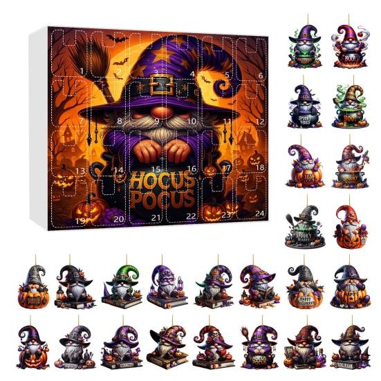 

2025 Хэллоуин Гном Адвент-календарь 2D Акриловый Набор Подвесных Украшений Календарь Обратного Отсчета на 24 дня для Праздничного Домашнего Декора C