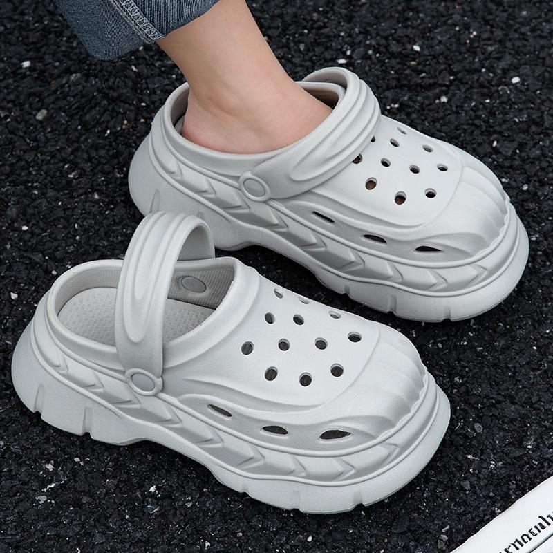 

Пещерная обувь женские тапочки лето новые с увеличением высоты уличная повседневная ходьба дышащая износостойкая сверхлегкая универсальная обувь 40 серый