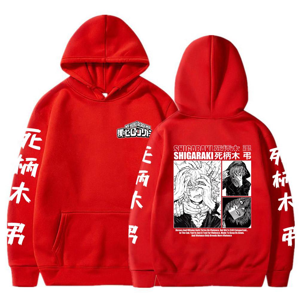 

My Hero Academia Аніме Вуличний одяг MHA Shigaraki Tomura Print Чоловіки Жінки Манга Худі Harajuku Boku No Hero Academia Толстовка 4XL червоний