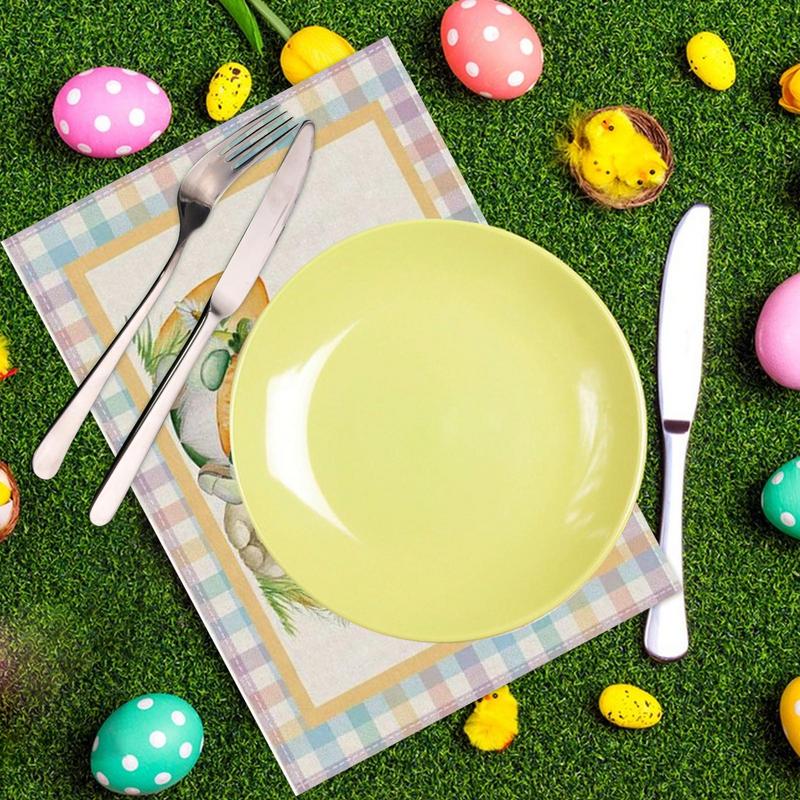 1 Stück Platzsets Frohe Ostern Thema Tischunterlagen Bunter Leinenaufdruck Ei Hasen Dekoratives Tischset Isolierunterlage Heimdeko