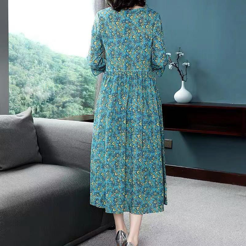 Spring and Summer Floral Dress Plus Size Women's Mid-length