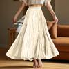 Women's  Casual Pleated Solid Color Half Skirt, Pleated A-line Skirt, Large Swing Floor-length Skirt