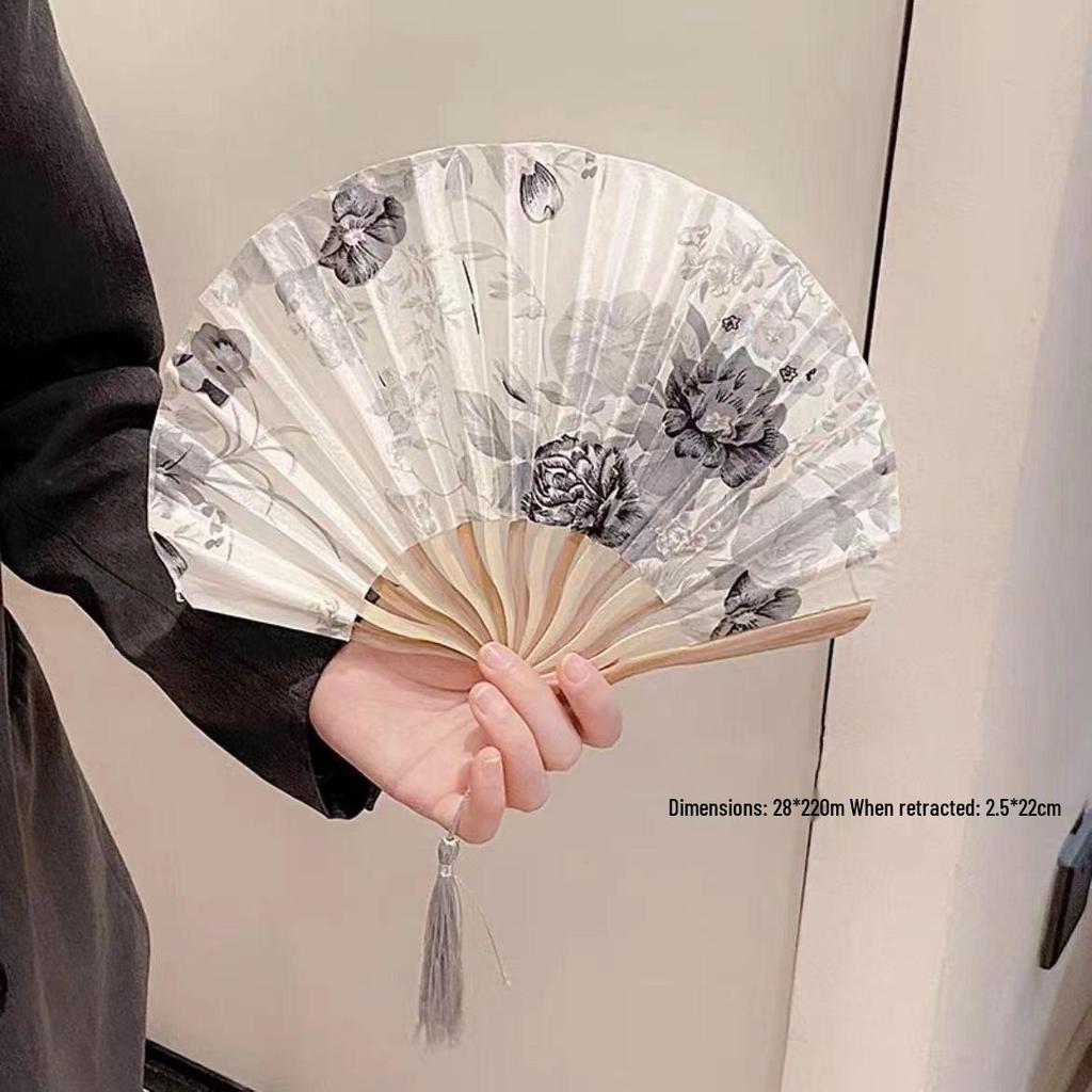 Golden Folding Fan - Classical Chinese Style for Dancing, Portable and Elegant In Design