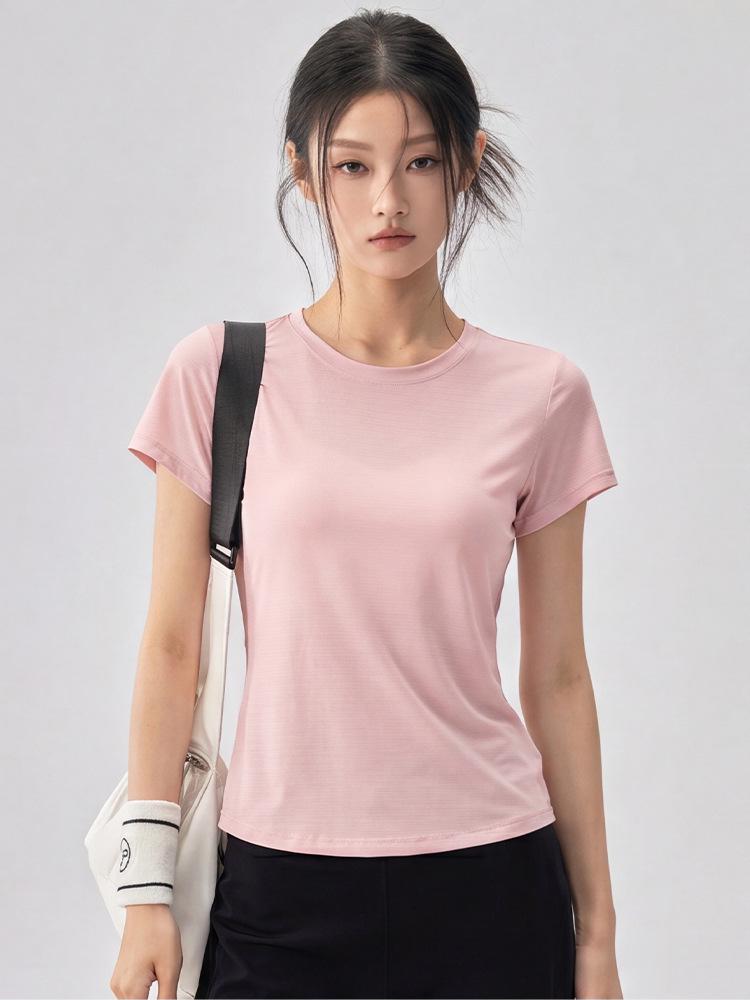 Women's Lightweight Cross-Cutout Yoga T-Shirt - Breathable Textured Short Sleeve Slim Fit for Summer Fitness