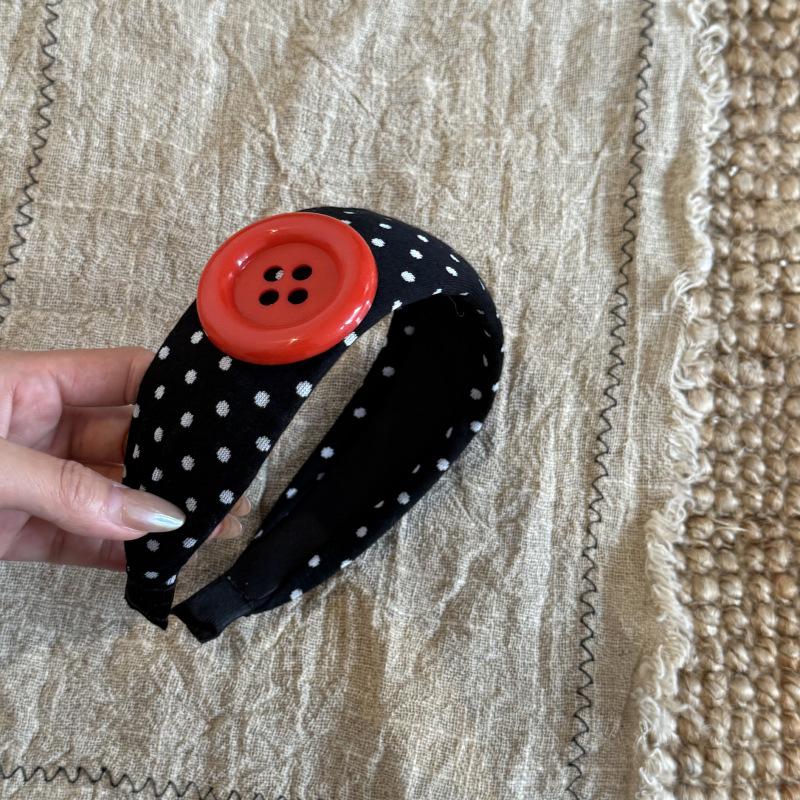 Vintage Colorful Big Button Polka Dot Hairband Y2K Wide Hairband Sweet Girl Style Hair Ornament For Party And Streetwear