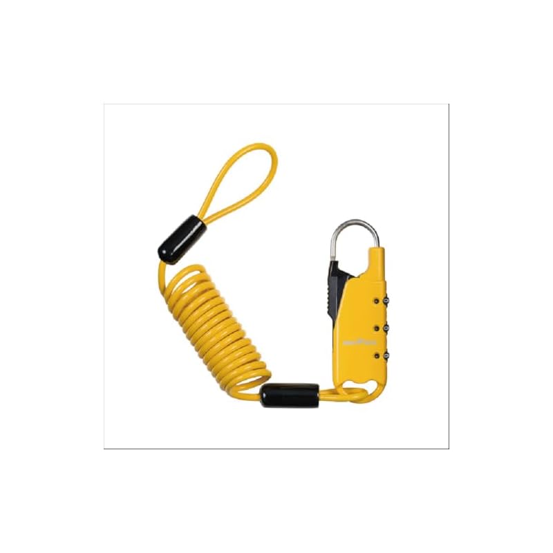 TANAX MotoFizz Motorcycle Anti-Theft Wire Lock for Car Bags, Coil Type, Yellow, 1200mm, Dial Lock, MFK-9005