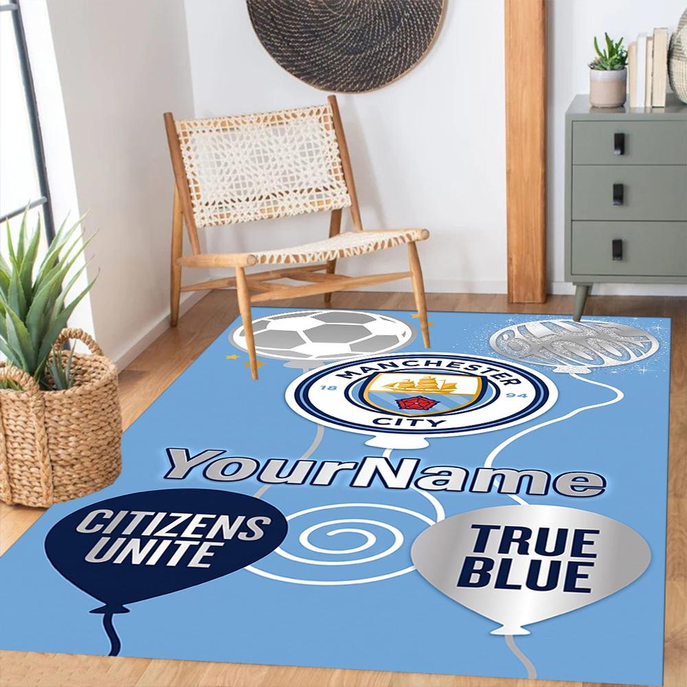 Manchester City 55 Customizable Name Area Rug Design for Decorate room Outdoor Dining Room Entryway Antislip Carpet Office home decor Spiritual Gift