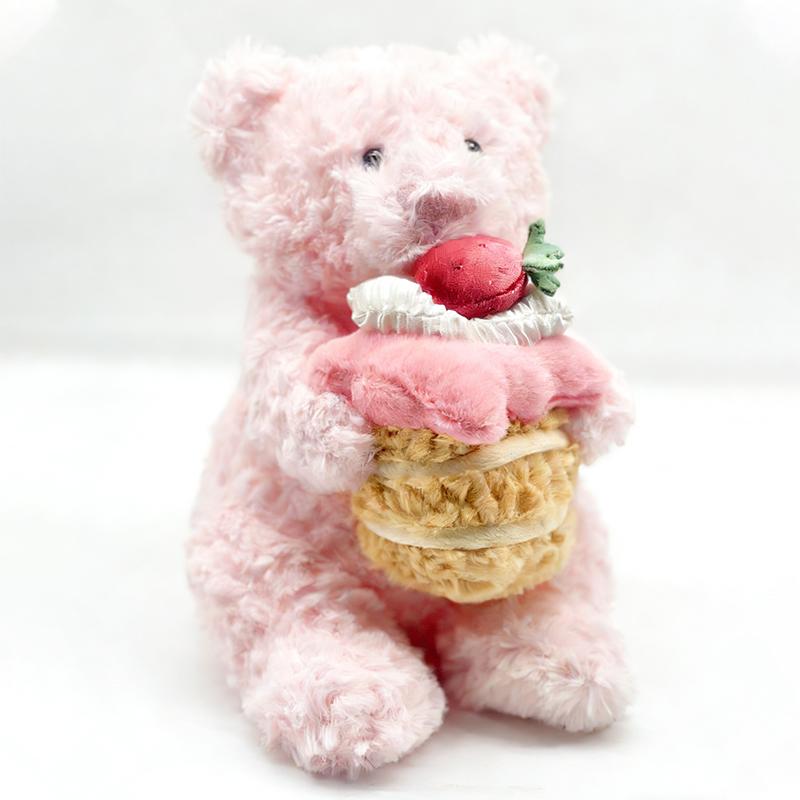 Pink Barcelona Cake Bear Plush Toy Ornament Peach Birthday Cake Plush Pink Bear Comfort Plush Birthday Gift