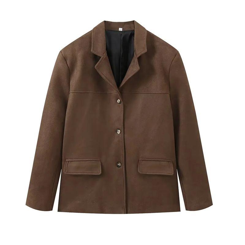 

Spring New Women s Clothing Fashion Style Fashion All-Match Temperament Commute Lapel Loose with Pocket Jacket Outwear As shown in the figure L