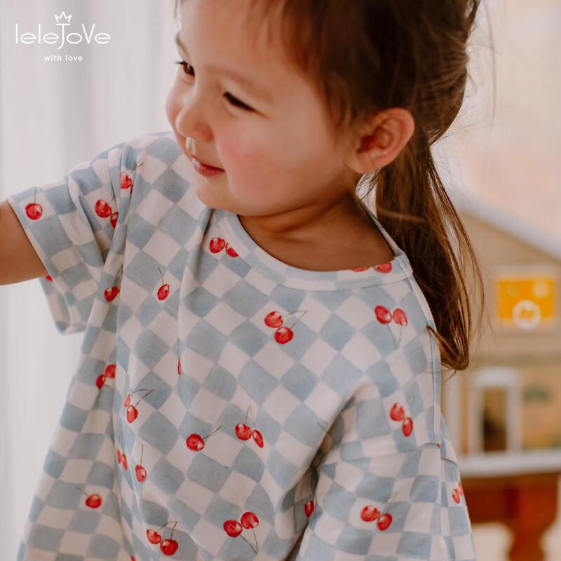 LELE JOVE Kids  Pure Cotton Checkered Print Short Sleeve T-Shirt 80