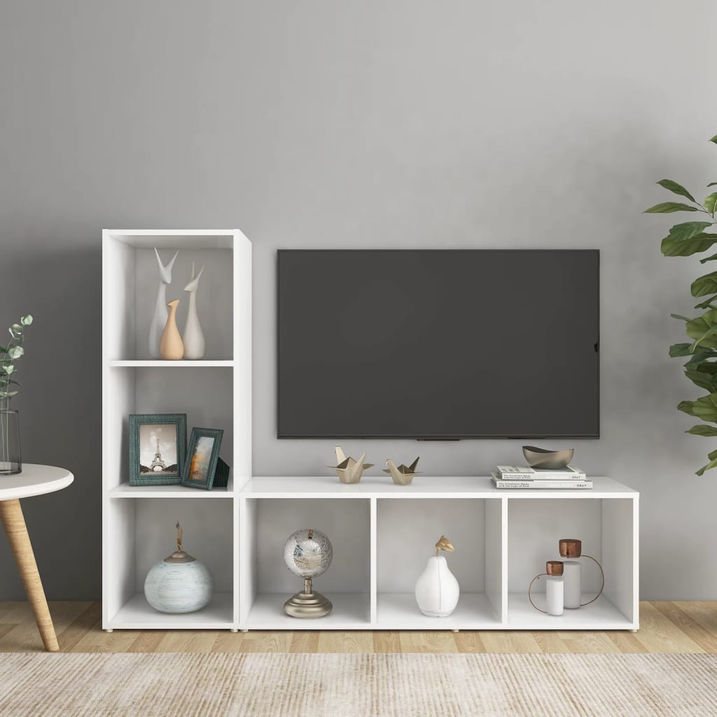 TV Cabinets 2 pcs White 107 x 35 x 37 cm Engineered Wood