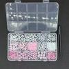 15-Compartment Resin Nail Art Decorations: Pink & White Bow Accessories