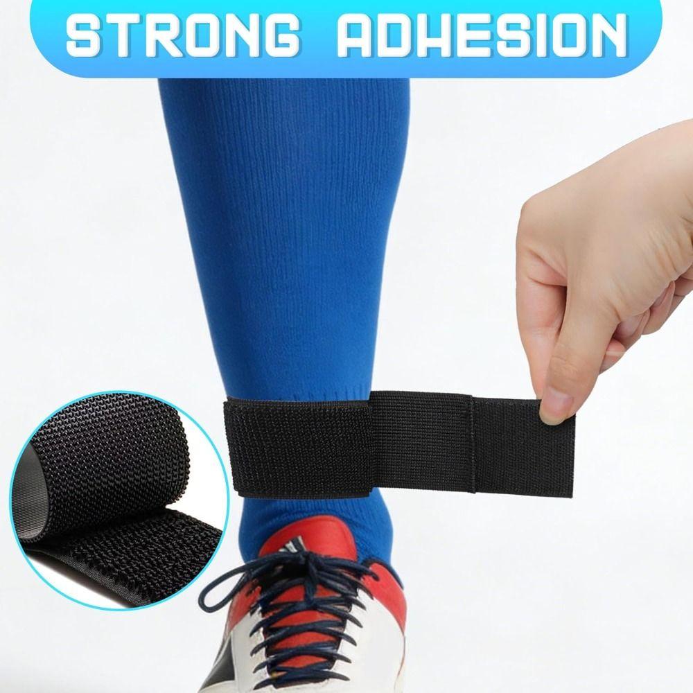 1pair Anti Slip Shin Guard Straps Adjustable Soccer Lace Bands Portable Shinguard Stays  Sports