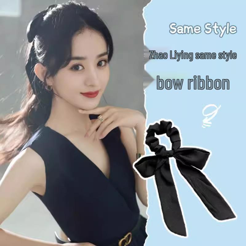 Elegant White Bow Headband with Long Ribbon for Women