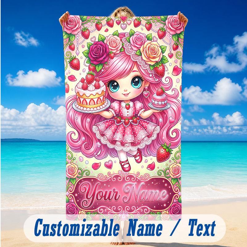 Fantasy Magic Theme Beach Towel Personalized Custom Name & Text Soft Quick Dry Beach Towel for Swimming Travel