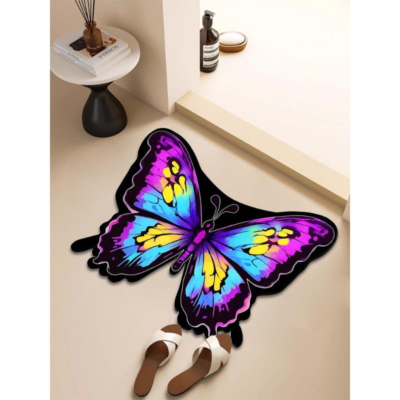 Butterfly Non-slip Floor Mat Bathroom Special-shaped Door Absorbent Foot Mat Quick-drying Toilet Bathroom Entrance Mat Carpet