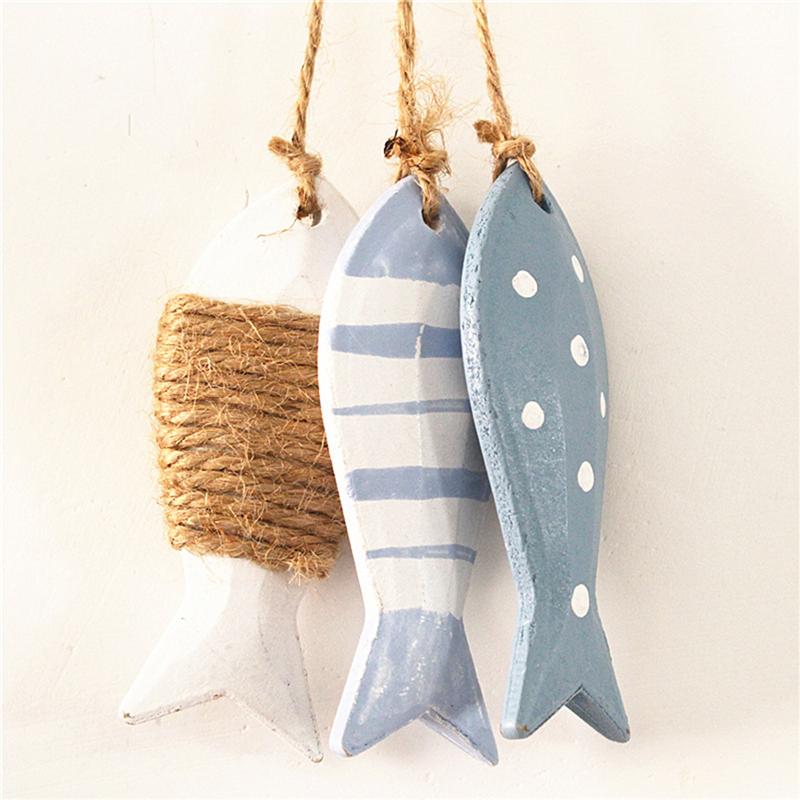 Wooden Fish Pendant Home Decor Hanging nament Curtain Decoration Wind Chimes Sea Pendant Kindergarten Wooden Fish String Small