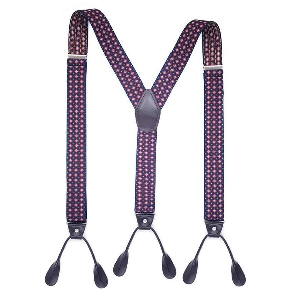 Stylish Classical Suspenders Adjustable Suspenders Elastic Chain Button End Dark Elastic Belt for Wedding Business Wear