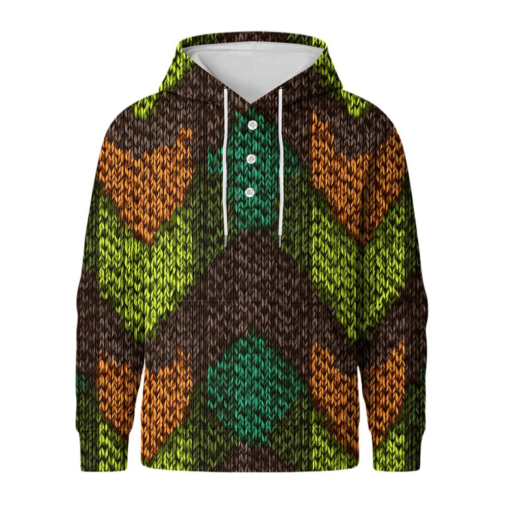 Men's Knit Hooded Sweatshirt Casual Long-Sleeve Sweatshirt