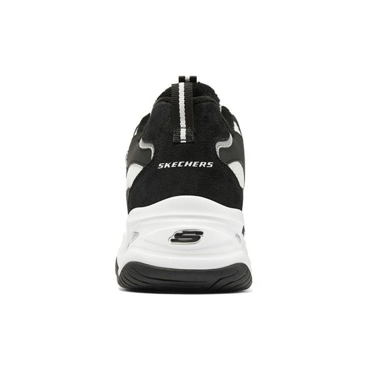 Skechers DLites 4.0 Lightning Panda Shoes Fabric Synthetic Leather Cow Split Leather Plush Warm Shock Absorption Low Top Dad Shoes 896044-BKW