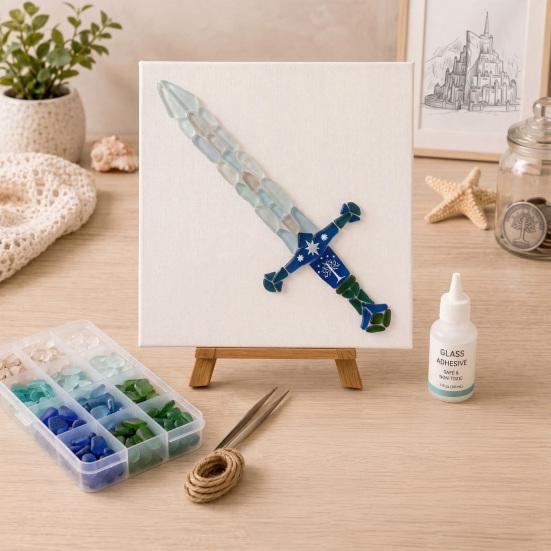 Stress Relief Creative Hobby DIY Mosaic Art Kit, Fantasy Circular Door Tile Craft Sea Glass Project Kit for Adults Beginners, Handmade Gift