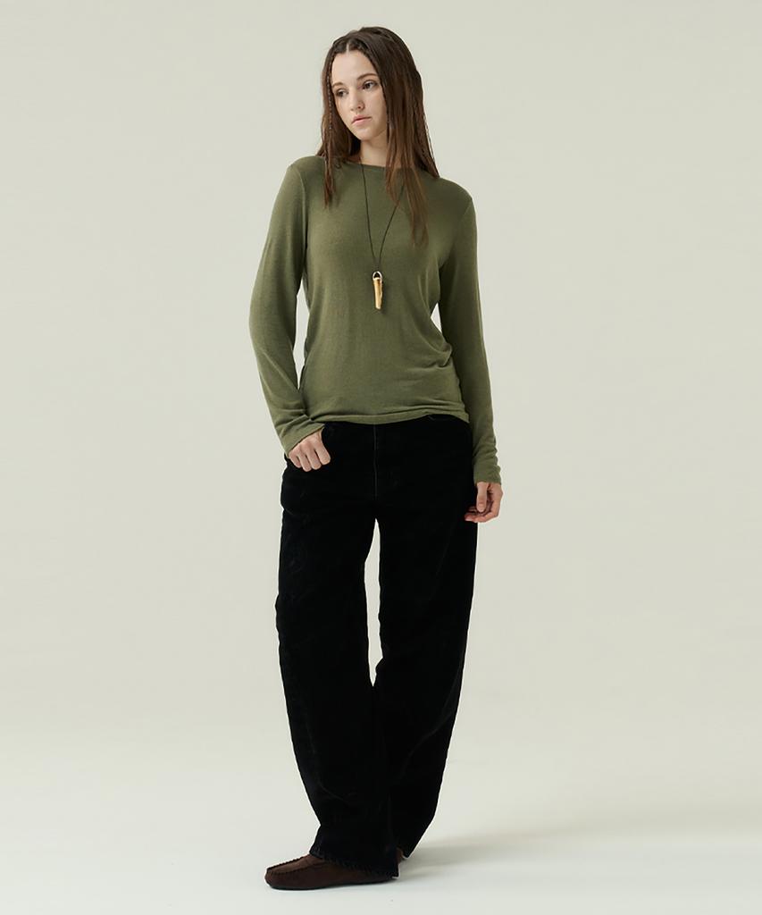 VOYONN Round Neck Woolrayon T-Shirt Green 914
