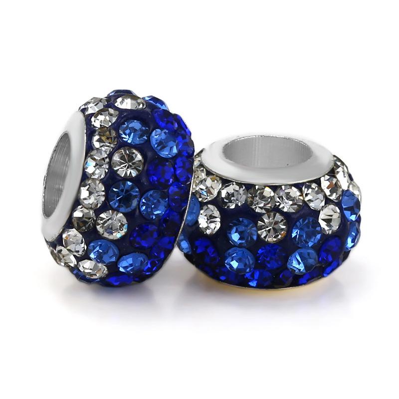 Silver Plated Macroporous Resin Glass Beads for Charms Bracelet Necklace Keychain Women Girls Jewelry Gifts