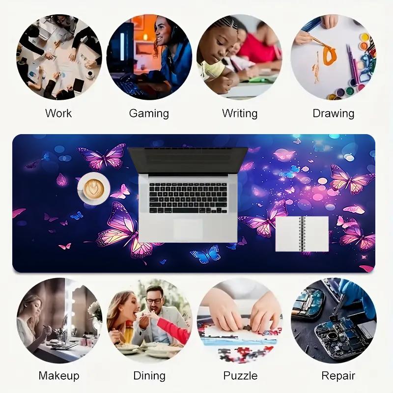 1Pc Butterflies Night Sky Gaming Mouse Pad Keyboard Desk Mat Non-slip Rubber Lock Edge Waterproof Computer Mousepad for Office Home Decor K1752
