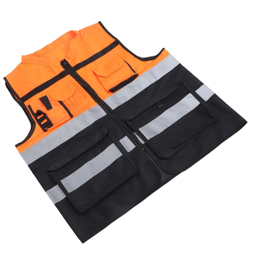 High Visibility Safety Vest Class 2 with Dual Tone Reflective Strips for Construction