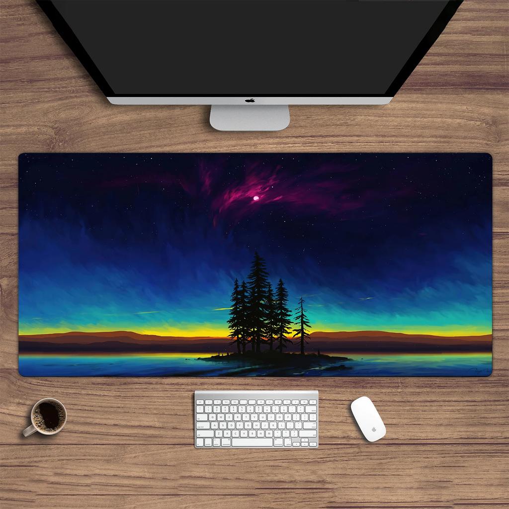 Neuheiten 900x400 Blaue Aurora bei Nacht in den westlichen Bergen Gaming-Schreibtisch-Setup Computerschreibtischmatte Schönes Gaming-Mauspad