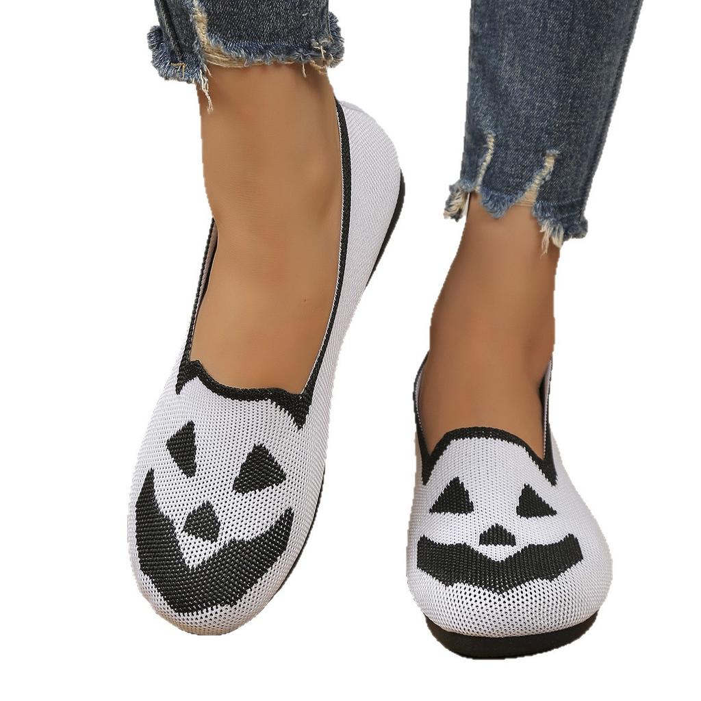 New women's Halloween pumpkin print breathable flight woven galoshes TEMU hair