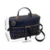 Woolen Material Small Square Bag With Chain Strap For Women Stylish Plaid Design Handbag