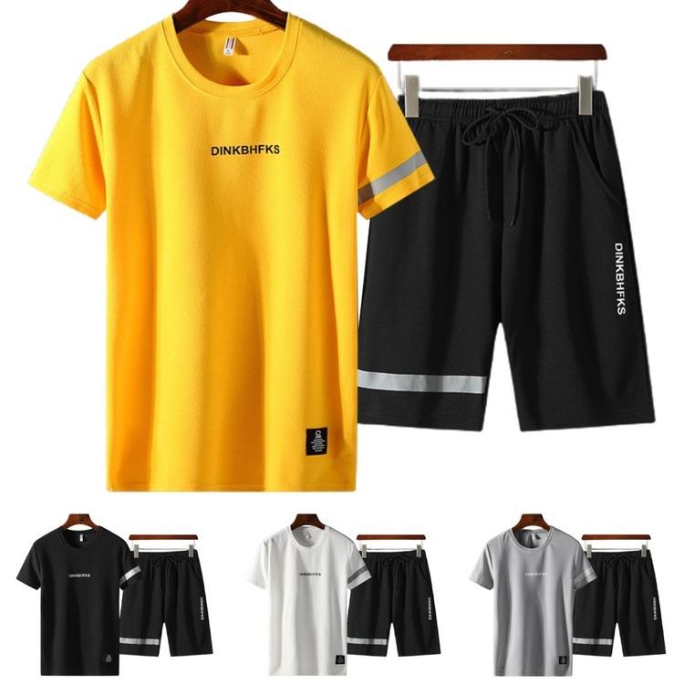 

Повседневная буква Печатный короткий рукав Футболка Шорты Комплекты Летние мужчины Спорт Фитнес Мешки Удобный наряд