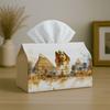 1pc Egyptian-Themed Tissue Box Cover with Sphinx, Pyramid & Camel - Watercolor Ancient Egypt Decor Suitable for Living Room, Kitchen, Bathroom - Folda